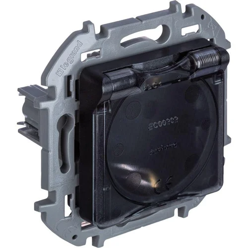 Розетка 1-м СП Inspiria 16А IP44 250В 2P+E защ. шторки с крышкой немецк. стандарт механизм антрацит